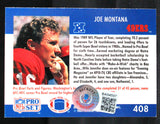 1990 Pro Set Pro Bowl #408 Joe Montana Auto 49ers Autograph Beckett Authenticated Image 2