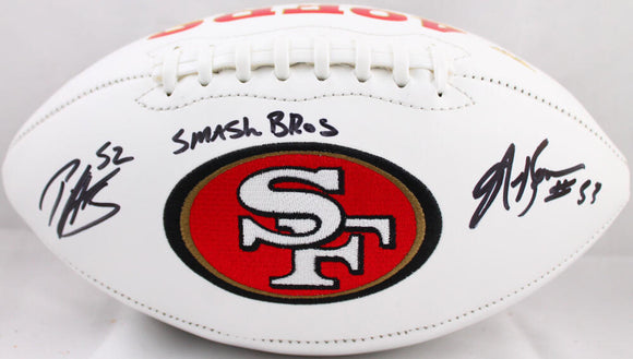 NaVorro Bowman Patrick Willis Autographed San Francisco 49ers Logo Football w/Smash Bros-Beckett W Hologram *Black Image 1