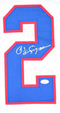 O.J. Simpson Autographed White Pro Style STAT Jersey- JSA W *Black Image 2
