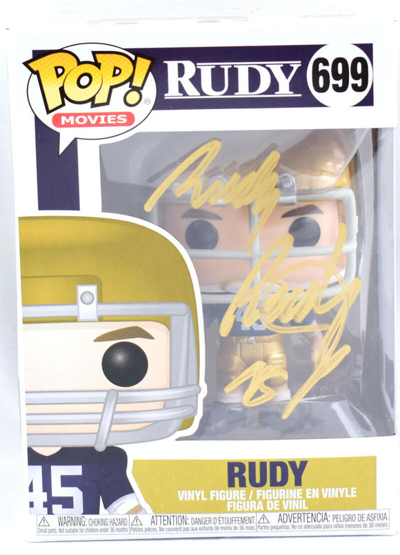 Rudy Ruettiger Autographed Rudy Funko Pop Figurine #669- Beckett W Hologram *Gold Image 1