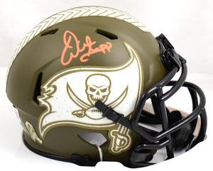 Warren Sapp Autographed Buccaneers Salute to Service Speed Mini Helmet - Beckett W Hologram *Orange Image 1