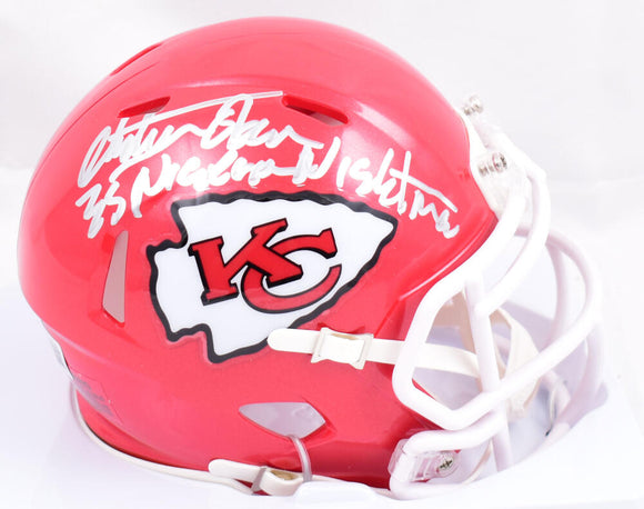 Christian Okoye Autographed Kansas City Chiefs Speed Mini Helmet w/ Nigerian Nightmare - Beckett W Hologram *Silver Image 1
