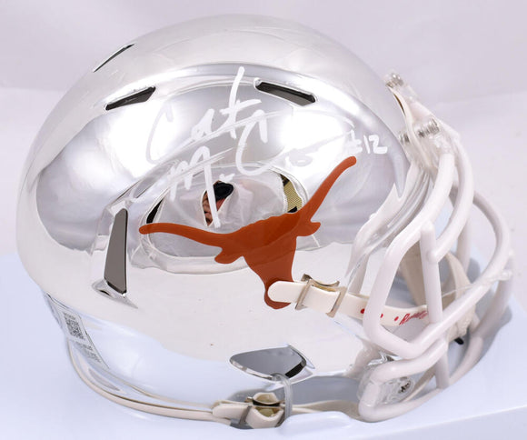 Colt McCoy Autographed Texas Longhorns Chrome Speed Mini Helmet-Beckett W Hologram *White Image 1
