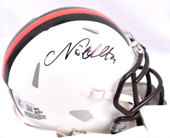 Nick Chubb Autographed Cleveland Browns Alternate Speed Mini Helmet-Beckett W Hologram *Black Image 1