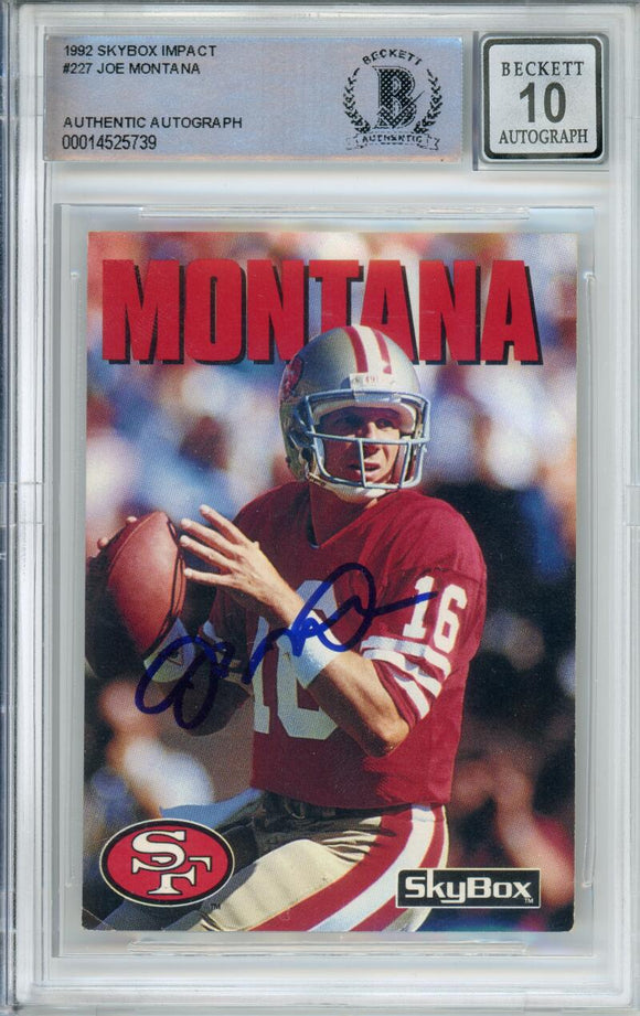 1992 Skybox Impact #227 Joe Montana San Francisco 49ers BAS Autograph 10 Image 1