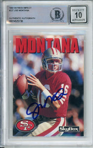 1992 Skybox Impact #227 Joe Montana San Francisco 49ers BAS Autograph 10 Image 1