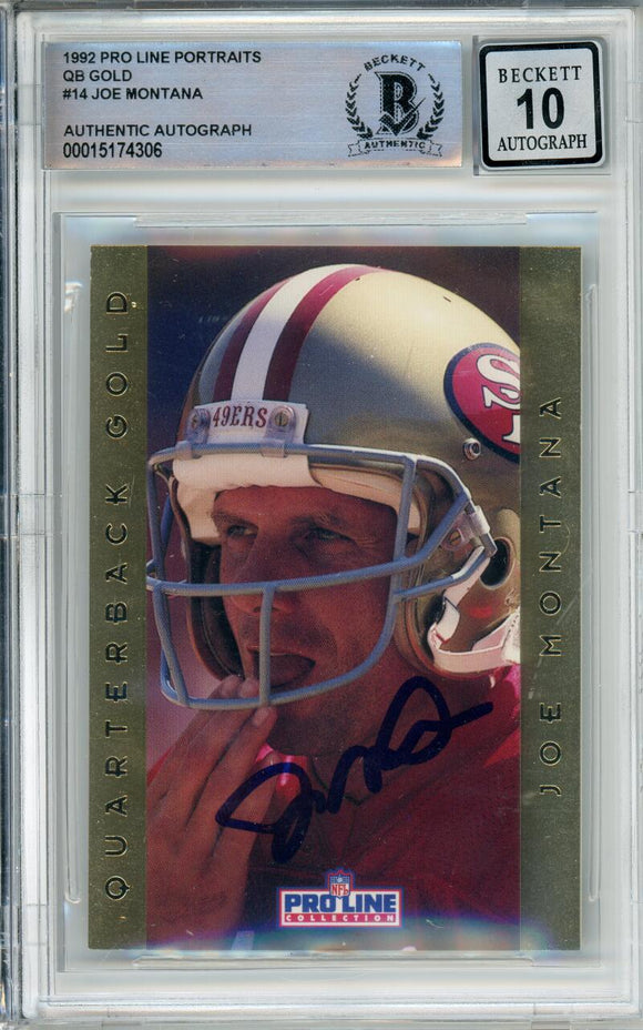 1992 Pro Line Portraits QB Gold #14 Joe Montana San Francisco 49ers BAS Autograph 10  Image 1