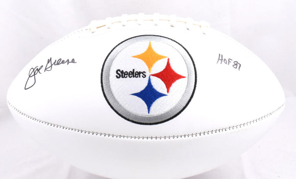 Joe Greene Pittsburgh Steelers Logo Football w/HOF - Beckett W Hologram *Black Image 1