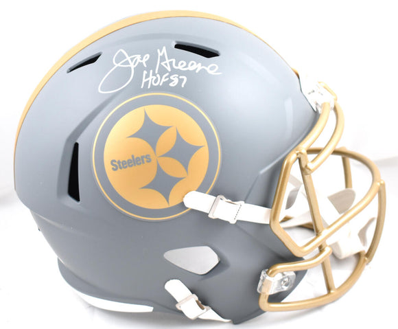 Joe Greene Autographed Pittsburgh Steelers F/S Slate Speed Helmet w/ HOF-Beckett W Hologram *White Image 1