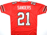 Deion Sanders Autographed Red Pro Style Jersey - Beckett W Hologram *Black Image 1