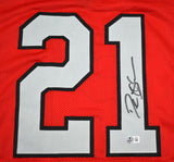 Deion Sanders Autographed Red Pro Style Jersey - Beckett W Hologram *Black Image 2