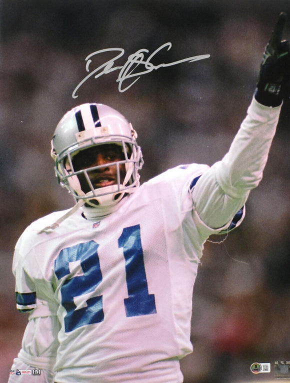 Deion Sanders Autographed Dallas Cowboys 16x20 Pointing Photo- Beckett W Hologram *Silver Image 1
