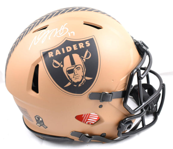 Davante Adams Autographed Las Vegas Raiders F/S Salute to Service 2023 Speed Authentic Helmet-Beckett W Hologram *White Image 1