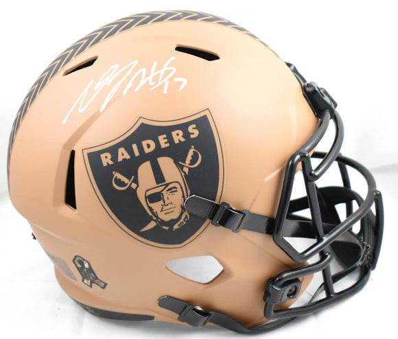 Davante Adams Autographed Las Vegas Raiders F/S Salute to Service 2023 Speed Helmet - Beckett W Hologram *White Image 1