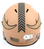 Justin Jefferson Autographed Vikings Salute to Service 2023 Speed Mini Helmet-Beckett W Hologram *White Image 3