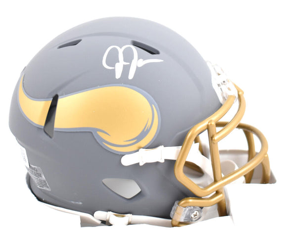 Justin Jefferson Autographed Minnesota Vikings Slate Speed Mini Helmet-Beckett W Hologram *White Image 1
