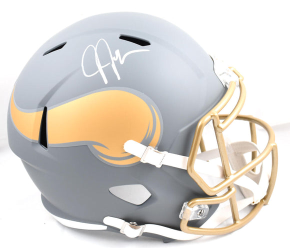 Justin Jefferson Autographed Minnesota Vikings F/S Slate Speed Helmet-Beckett W Hologram *White Image 1