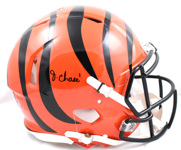 Ja'Marr Chase Autographed Cincinnati Bengals F/S Speed Authentic Helmet -Beckett W Hologram *Black Image 1