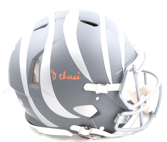 Ja'Marr Chase Autographed Cincinnati Bengals F/S Slate Speed Authentic Helmet -Beckett W Hologram *Orange Image 1