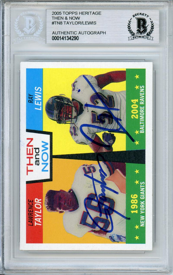 2005 Topps Heritage Then & Now #TN8 Taylor/ Lewis BAS Autograph 10  Image 1