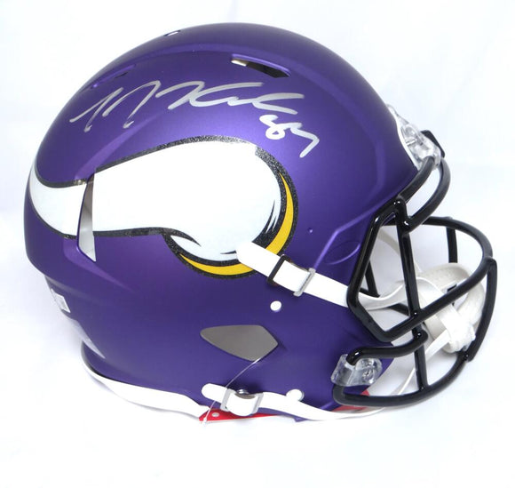 TJ Hockenson Autographed Minnesota Vikings F/S Speed Authentic Helmet- Beckett W Hologram *Silver Image 1