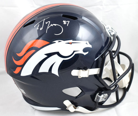 Ed McCaffrey Autographed Denver Broncos F/S Speed Helmet - Beckett W Hologram *White Image 1