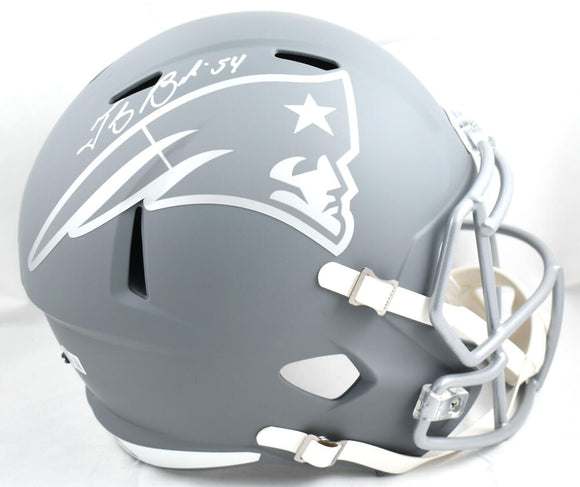 Tedy Bruschi Autographed New England Patriots F/S Slate Speed Helmet - Beckett W Hologram *White Image 1