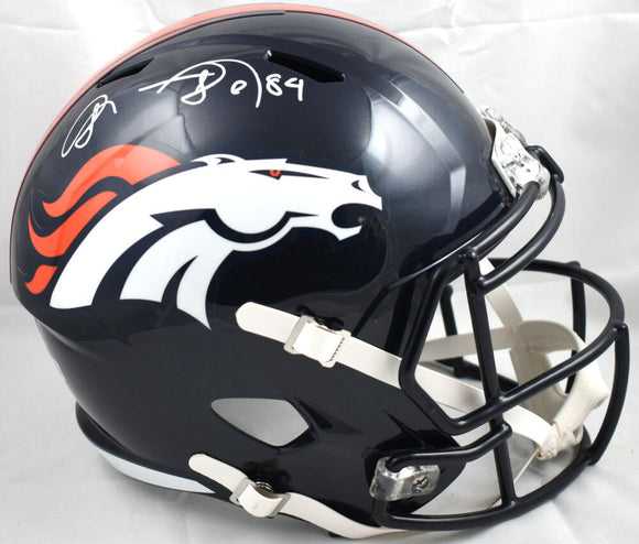Shannon Sharpe Autographed Denver Broncos F/S Speed Helmet- Beckett W Hologram *White Image 1