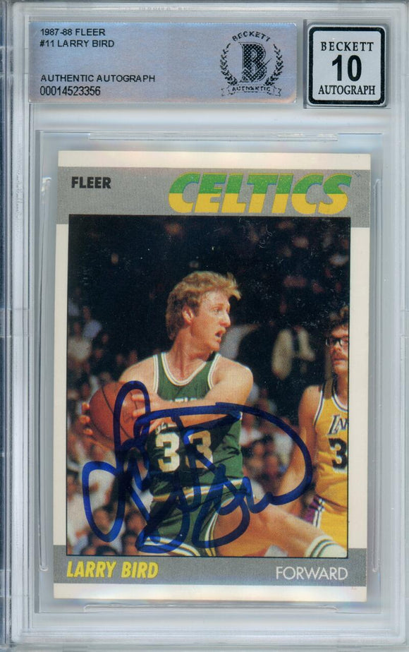1987-88 Fleer #11 Larry Bird Boston Celtics BAS Autograph 10  Image 1