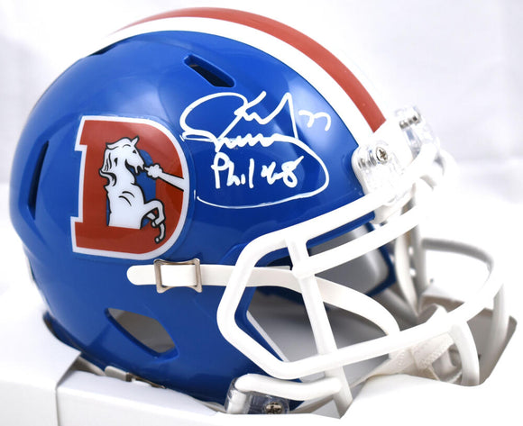 Karl Mecklenburg Autographed Denver Broncos 75-96 Speed Mini Helmet- Beckett W Hologram *White Image 1