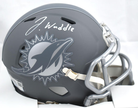 Jaylen Waddle Autographed Miami Dolphins Slate Speed Mini Helmet-Fanatics *White Image 1