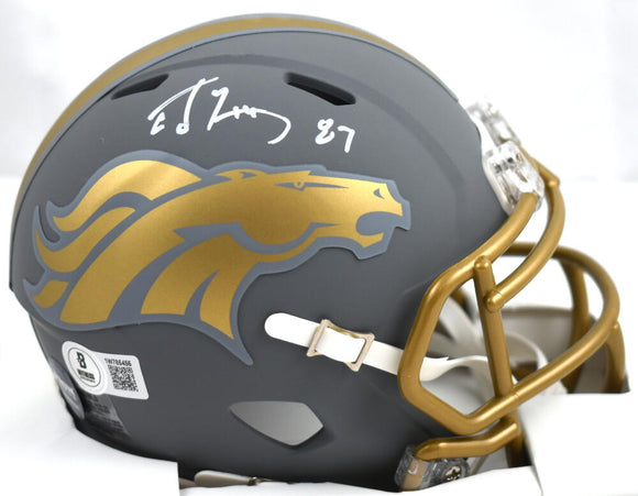 Ed McCaffrey Autographed Denver Broncos Slate Speed Mini Helmet- Beckett W Hologram *White Image 1