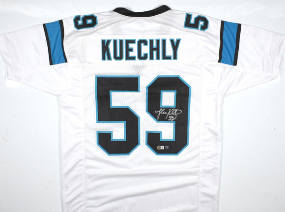 Luke Kuechly Autographed White Pro Style Jersey-Beckett W Hologram *Silver Image 1