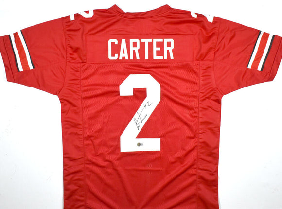 Cris Carter Autographed Red College Style Jersey - Beckett W Hologram *Black Image 1