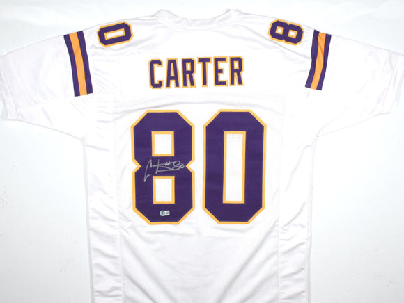 Cris Carter Autographed White Pro Style Jersey-Beckett W Hologram *Silver Image 1