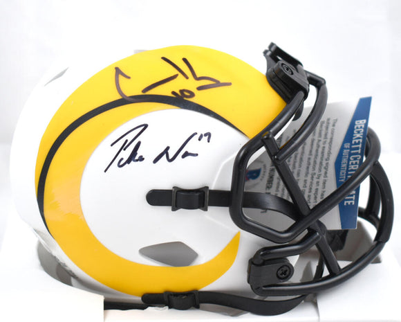 Cooper Kupp Puka Nacua Autographed Los Angeles Rams Lunar Speed Mini Helmet- BAS Fanatics *Black Image 1