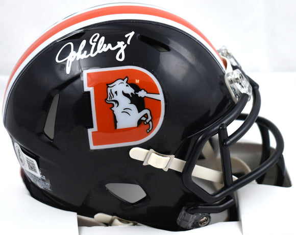 John Elway Autographed Denver Broncos Color Rush Speed Mini Helmet- Beckett W Hologram *White Image 1