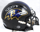 Justin Tucker Autographed Baltimore Ravens Speed Mini Helmet- Beckett W Hologram *White Image 1