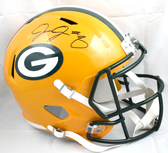 Josh Jacobs Autographed Green Bay Packers F/S Speed Helmet #8- Beckett W Hologram *Black Image 1