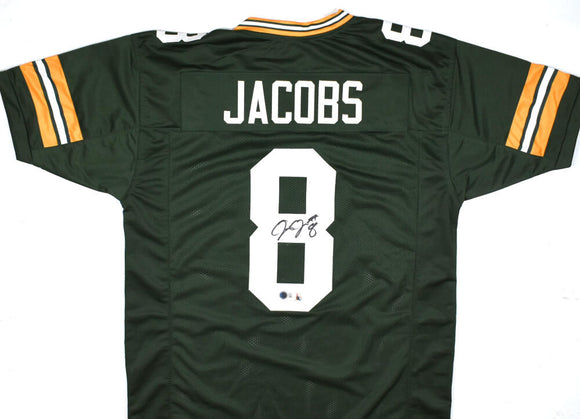 Josh Jacobs Autographed Green Pro Style Jersey-Beckett W Hologram *Black  Image 1