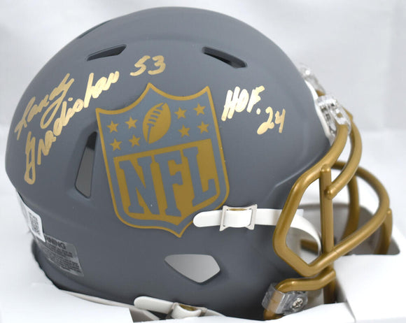 Randy Gradishar Autographed NFL Shield Slate Speed Mini Helmet w/HOF - Beckett W Hologram *Gold Image 1