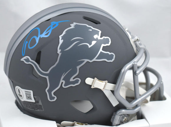 David Montgomery Autographed Detroit Lions Slate Speed Mini Helmet-Beckett W Hologram *Blue Image 1