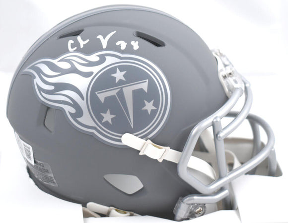 Chris Johnson Autographed Tennessee Titans Slate Speed Mini Helmet - Beckett W Hologram *White Image 1