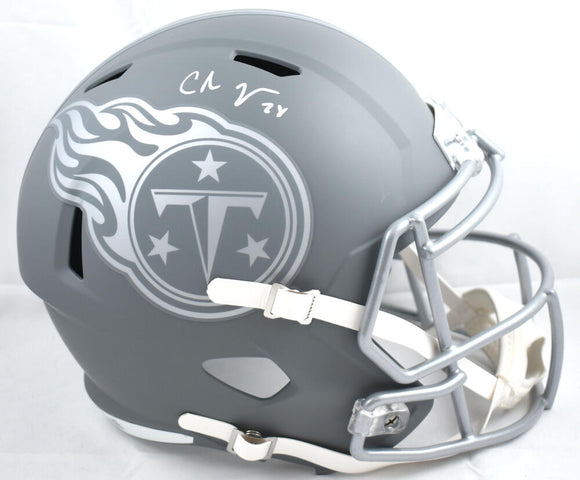Chris Johnson Autographed Tennessee Titans F/S Slate Speed Helmet - Beckett W Hologram *White Image 1