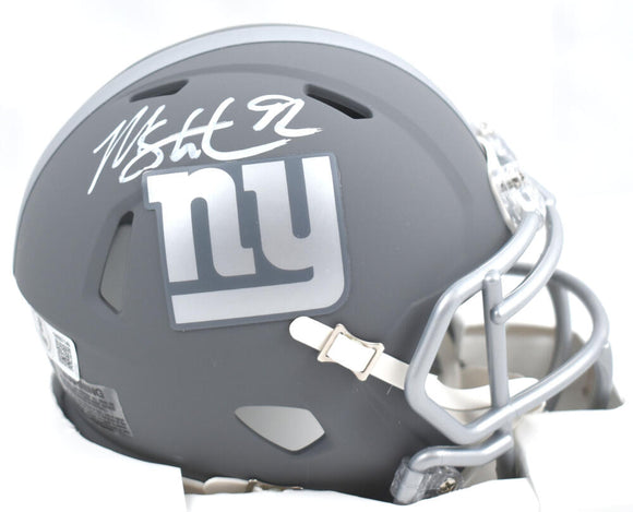 Michael Strahan Autographed New York Giants Slate Speed Mini Helmet - Beckett W Hologram *White Image 1