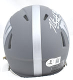 Michael Strahan Autographed New York Giants Slate Speed Mini Helmet - Beckett W Hologram *White Image 3