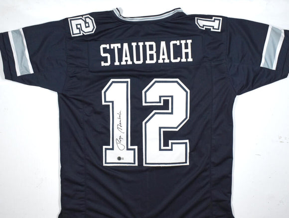 Roger Staubach Autographed Blue Pro Style Jersey-Beckett W Hologram *Black Image 1
