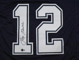 Roger Staubach Autographed Blue Pro Style Jersey-Beckett W Hologram *Black Image 2