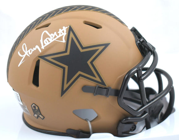 Tony Dorsett Autographed Dallas Cowboys Salute to Service 2023 Speed Mini Helmet-Beckett W Hologram *White Image 1