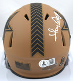 Tony Dorsett Autographed Dallas Cowboys Salute to Service 2023 Speed Mini Helmet-Beckett W Hologram *White Image 3